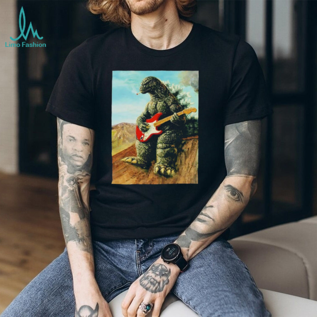 Godzilla Playing Guitar Smoking a Cigarette shirt