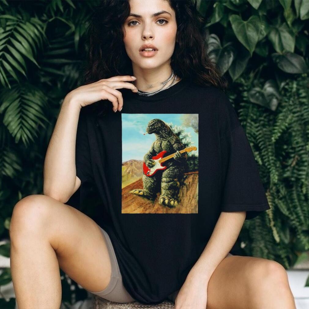 Godzilla Playing Guitar Smoking a Cigarette shirt