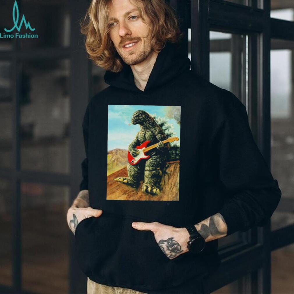 Godzilla Playing Guitar Smoking a Cigarette shirt