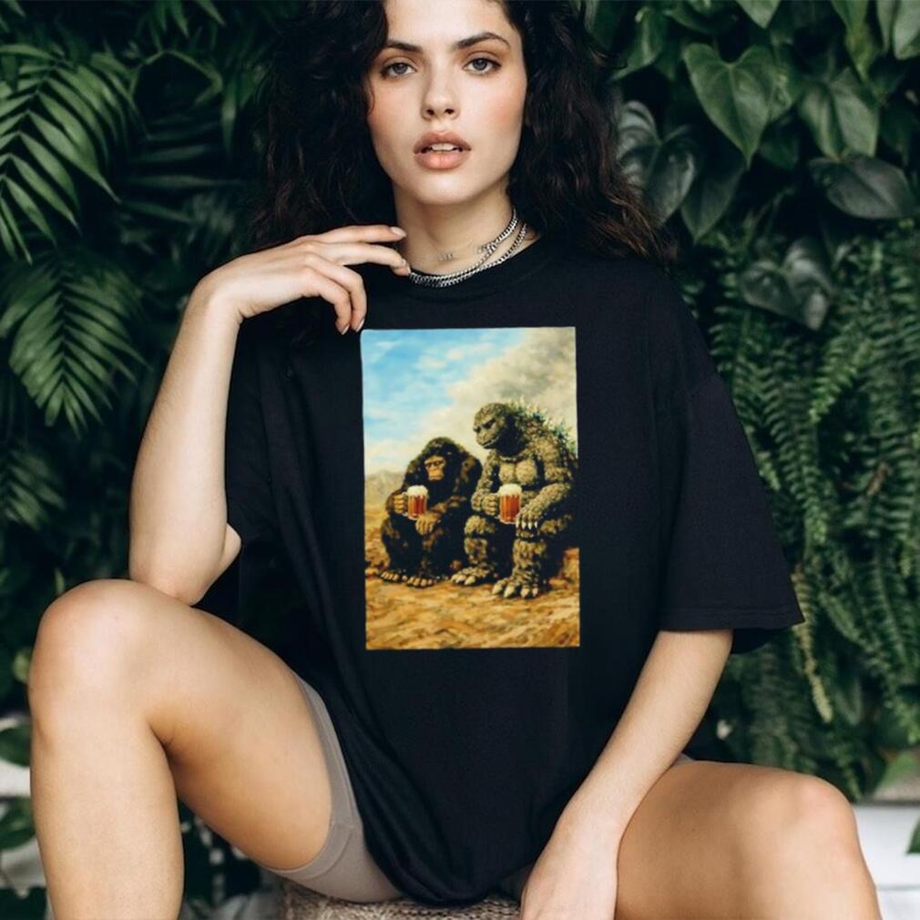 Godzilla and Kong With Beers meme shirt