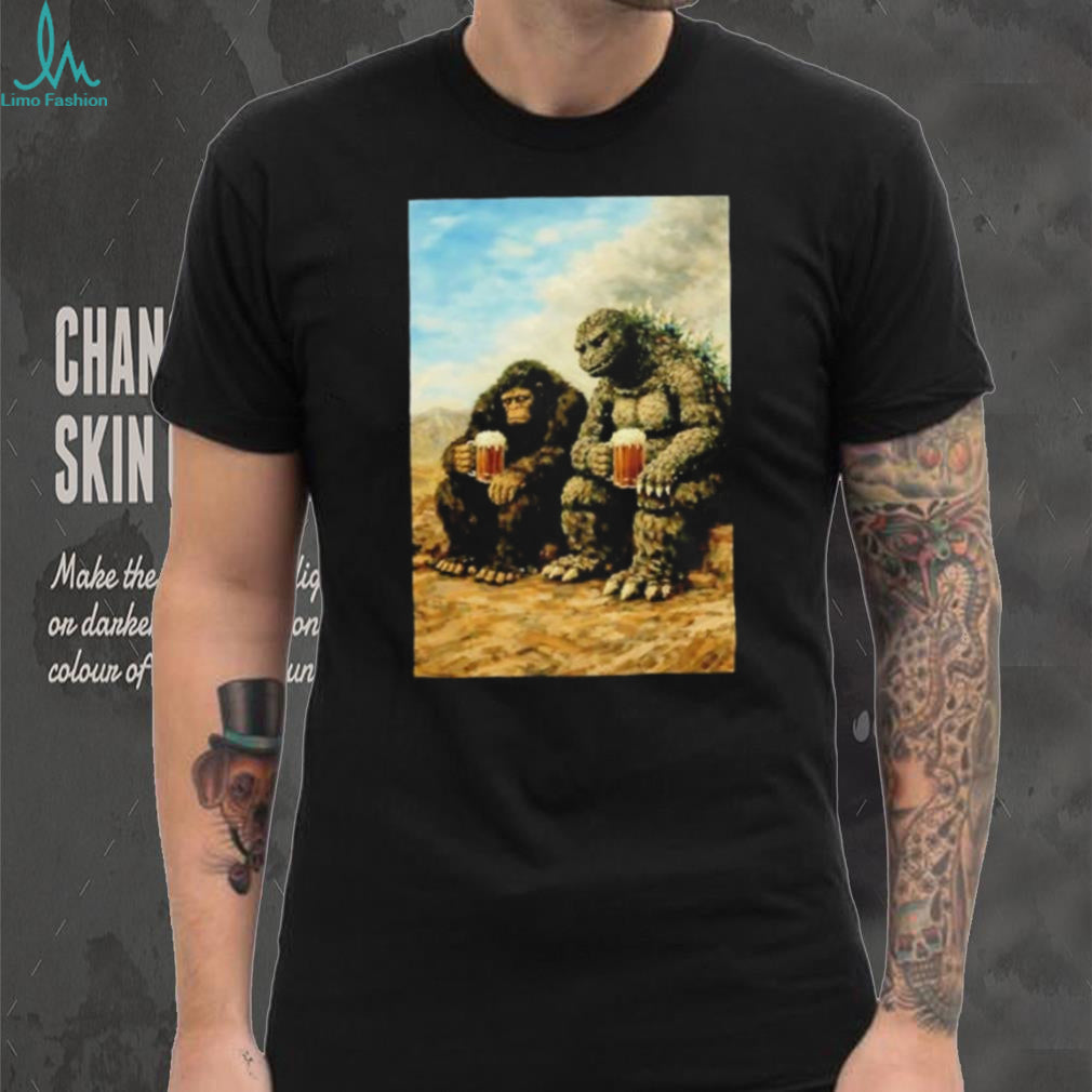 Godzilla and Kong With Beers meme shirt