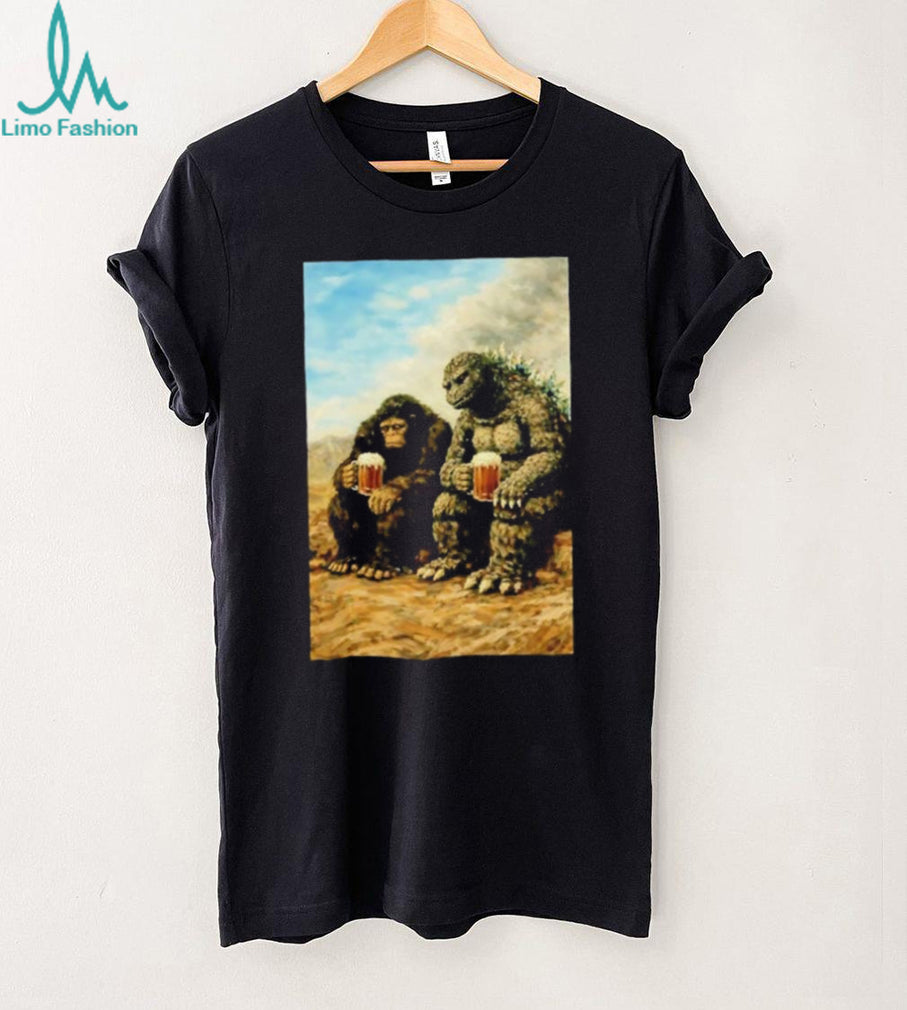 Godzilla and Kong With Beers meme shirt