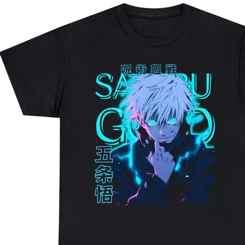 Gojo Satoru T-Shirt Anime Jujutsu Kaisen Clothing Manga Japanese Gifts Tee Hoodie, Sweatshirt | PodTeesHub.com