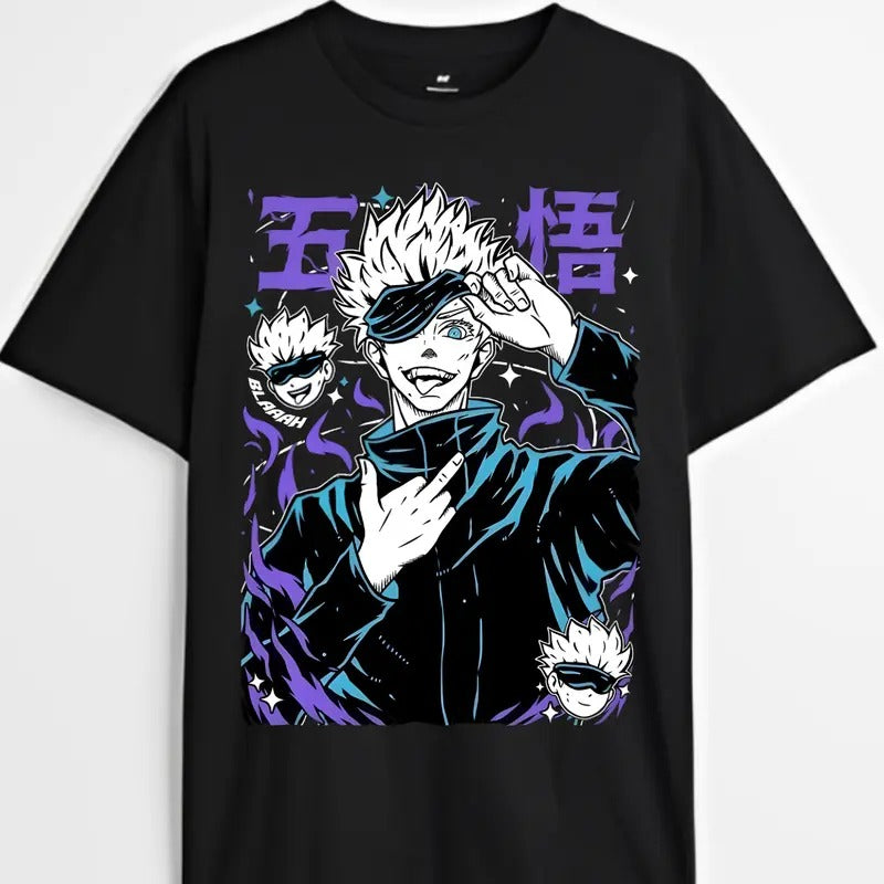 Gojo Satoru T-shirt & Sweatshirt, Jujutsu Kaisen Graphic Tee, Anime & Manga Gifts Cotton Menswear Hoodie | PodTeesHub.com