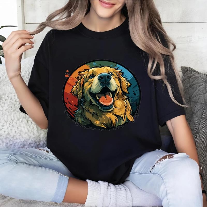 Golden Retriever Smile - Happy Cartoon Art for Dog Lovers Premium T-Shirt, Unisex Casual Gift Shirt Hoodie, Sweatshirt