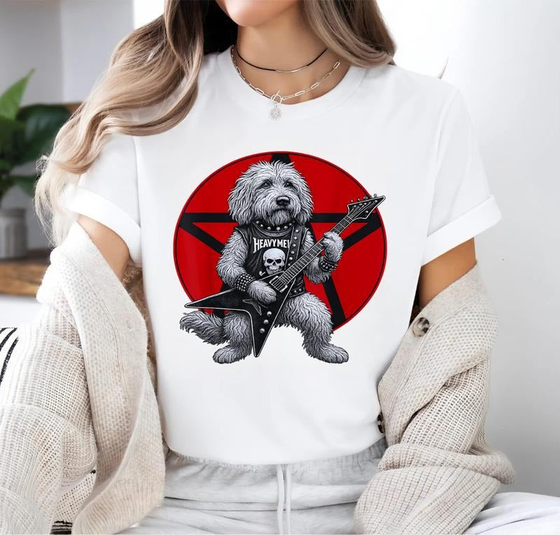 Goldendoodle Heavy Metal Guitar Rock Dog Lover T-Shirt, Dog Lovers Tee, Unisex Casual Gift Shirt Hoodie, Sweatshirt