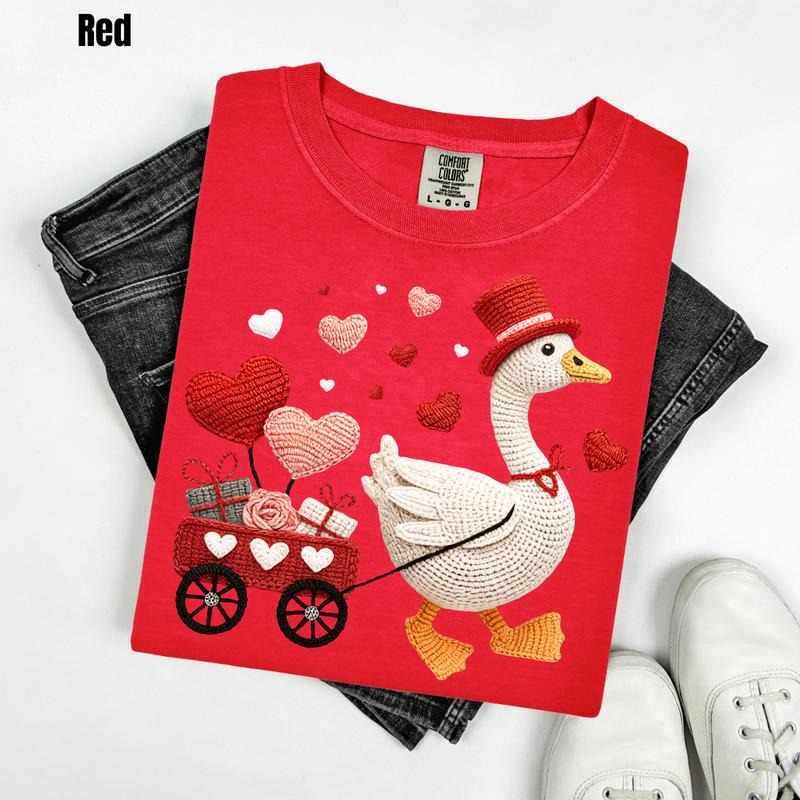 Goose Valentine Fake Crochet Comfort Colors T-Shirt 'CMNLB' Hoodie, Sweatshirt | PodTeesHub.com