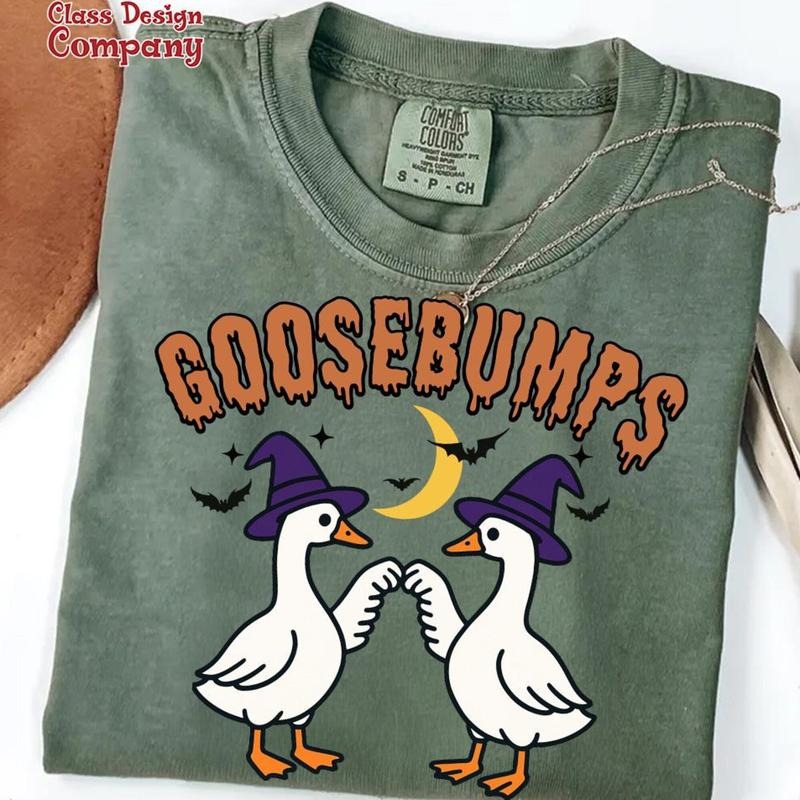 Goosebumps Shirt, Funny Halloween Goose Tee, Preppy Retro Costume, Spooky Season Design, Halloween Vibe Look Hoodie,...