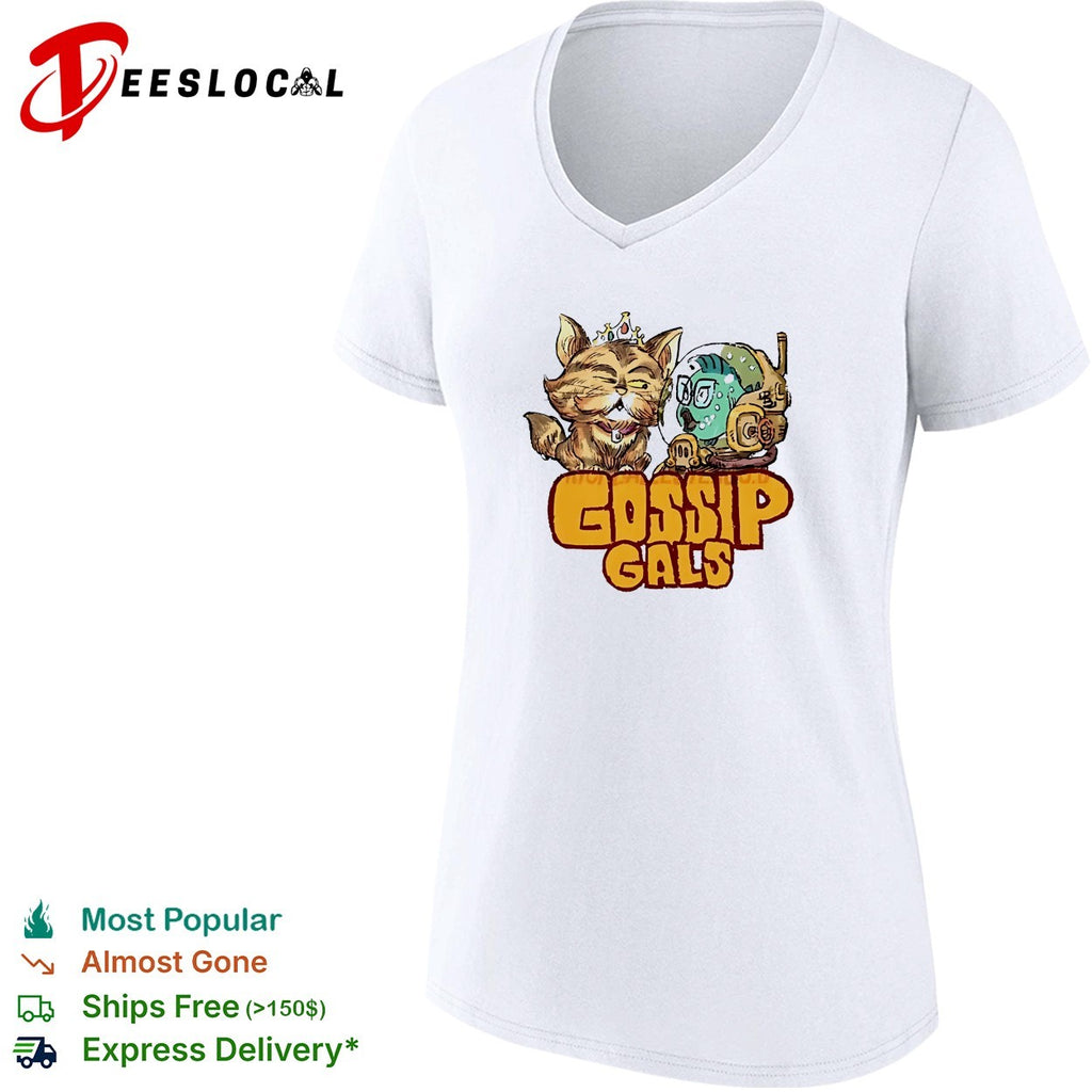 Gossip gals cute royal cat and fish astronaut cartoon shirt