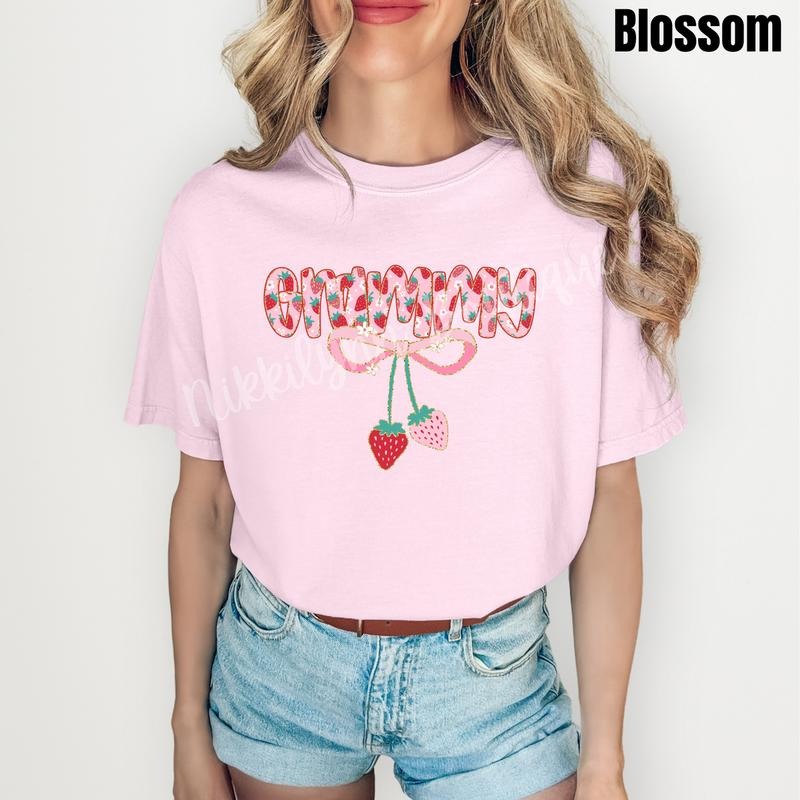 Grammy Strawberry Coquette Comfort Colors T-Shirt 'NLB' Hoodie, Sweatshirt | PodTeesHub.com