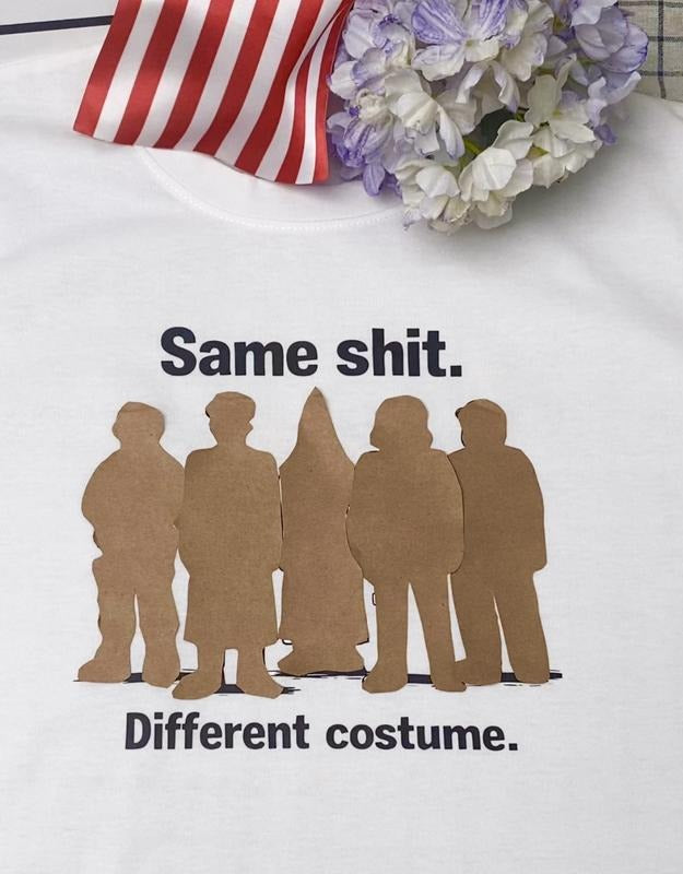 Graphic Design Same Shit Different Costume Shirt, AntiICE Shirt, Antifa Shirt, No One Is Illegal On Stolen Land Shirt...