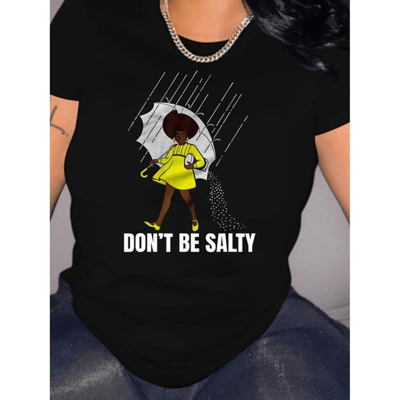 Graphic Print Crew Neck T Shirt For Women Casual Short Sleeve Summer Top In Black Hoodie, Sweatshirt | PodTeesHub.com