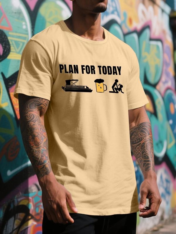 Graphic Print Short Sleeve T-Shirt for Men and Women, Casual Fashion Tee for All Seasons, Comfortable Knitted Top