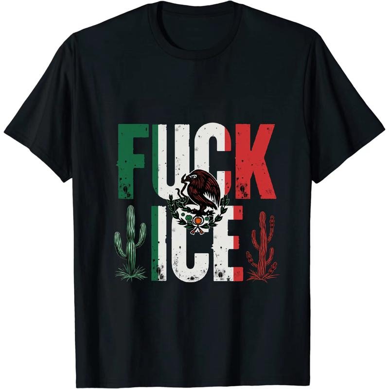 [Graphic Tees] Cotton Bold FXXK ICE Mexico Flag T