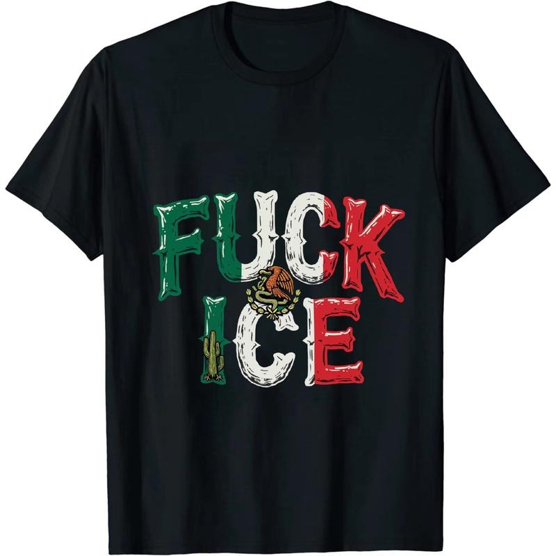 [Graphic Tees] Cotton Fresh FXXK ICE Mexico Flag Look T