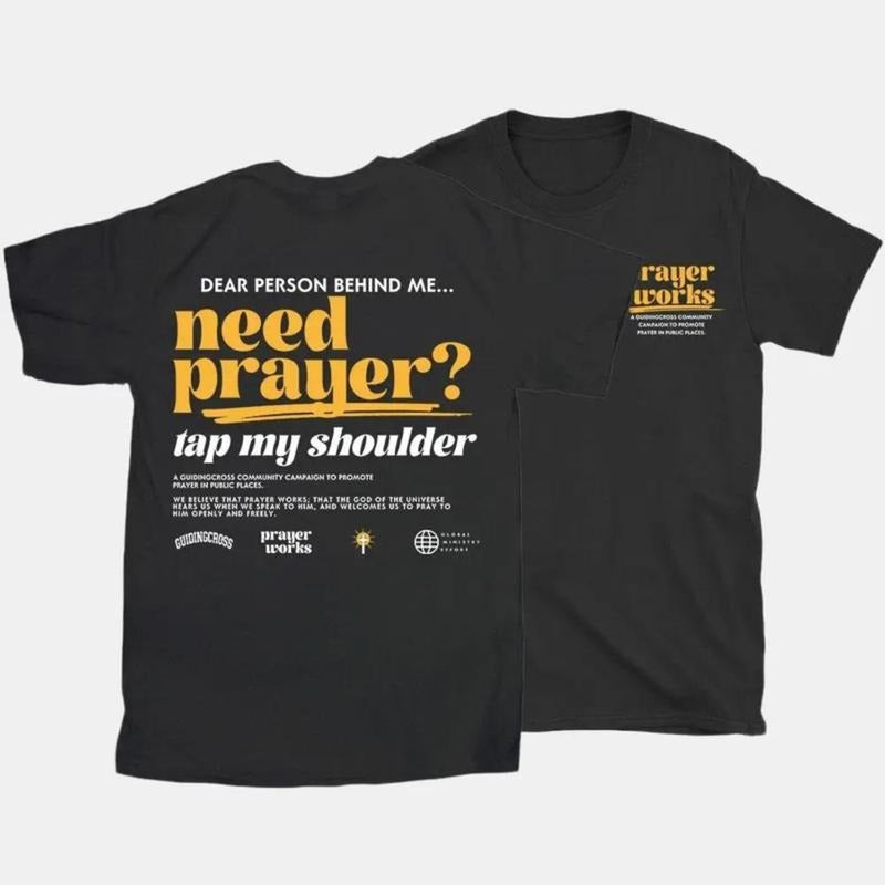 [Graphic Tees] Cotton Need Prayer Tap My Shoulder shirt Christian Washed 2 Side Unisex, Graphic Printed T-Shirt, Casual...