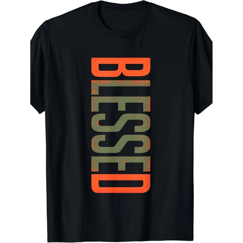 [Graphic Tees] Cotton blessed olive army sun orange t shirt men women casual cotton tee with printed design perfect fan...