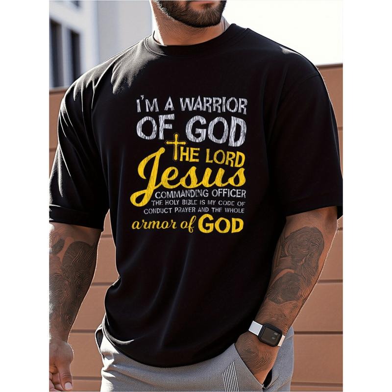 [Graphic Tees] Cotton mens christian t shirt warrior of god design with inspirational quote 100 cotton regular fit short...