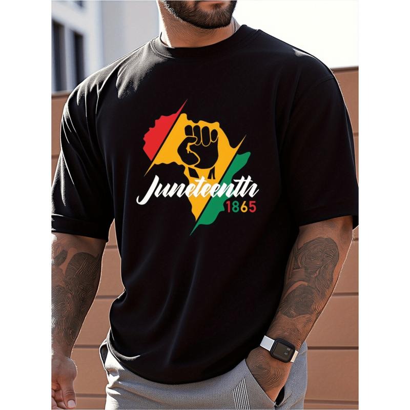 [Graphic Tees] Cotton mens juneteenth 1865 day commemorative t shirt 100 cotton loose fit casual short sleeve with...