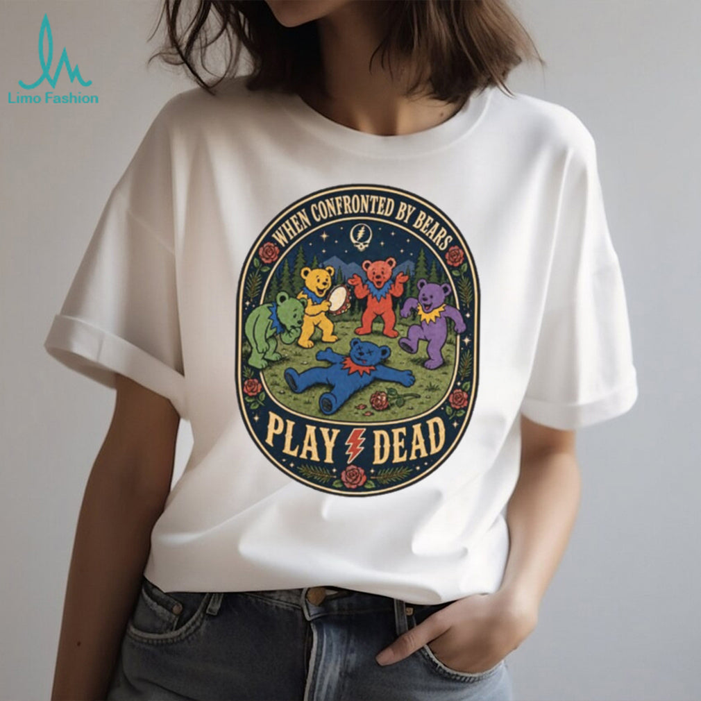 Grateful Dead Dancing Bears Play Dead Music Band T Shirt