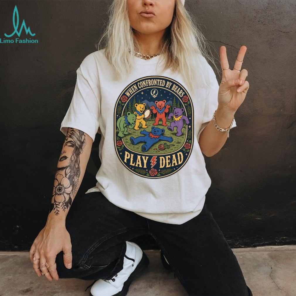 Grateful Dead Dancing Bears Play Dead Music Band T Shirt