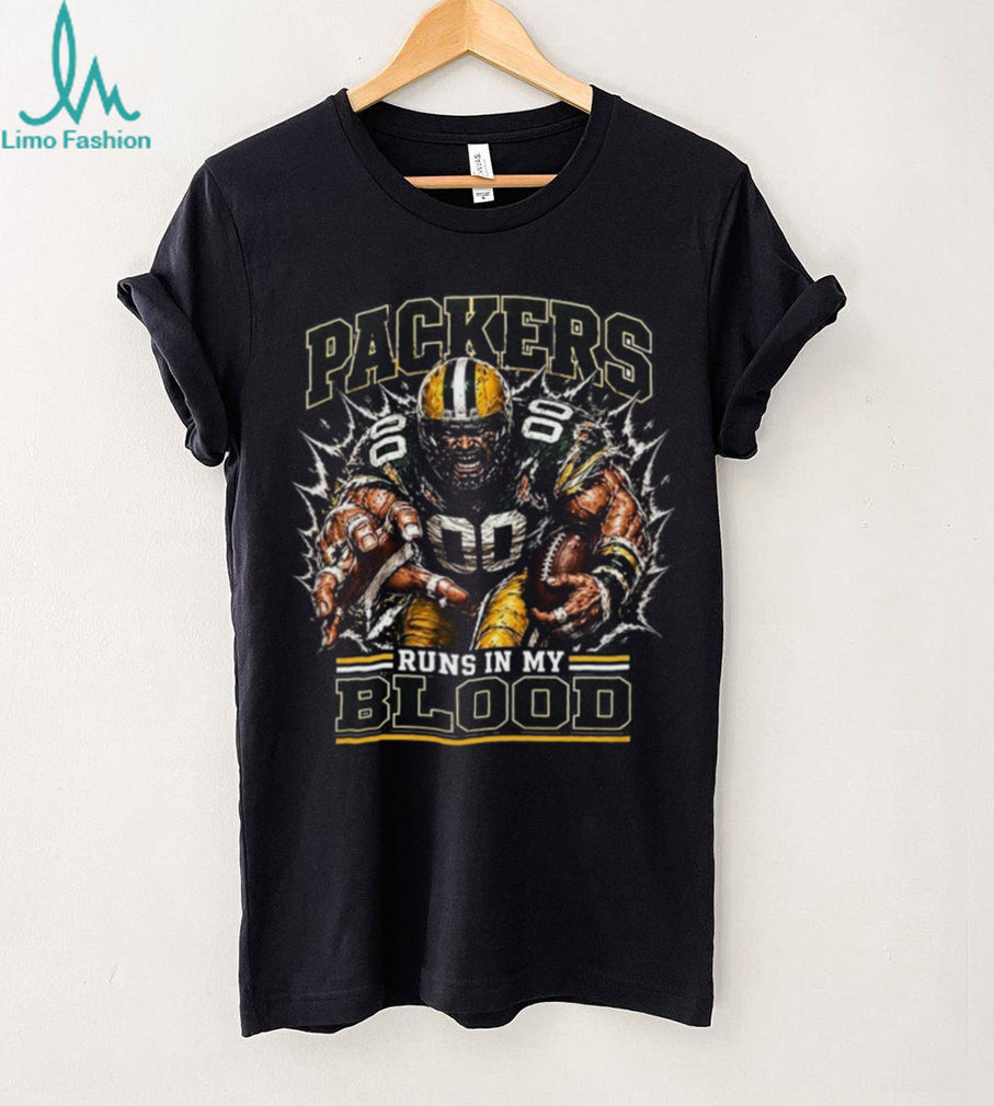 Green Bay Packers Football Runs In My Blood Fan Retro Vintage Men Shirt