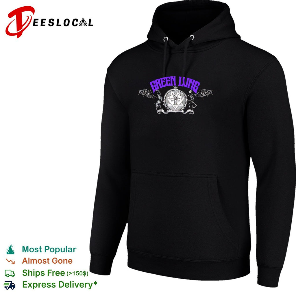 Green Lung The Necropolitan Club bat wings skull crossbones crest shirt