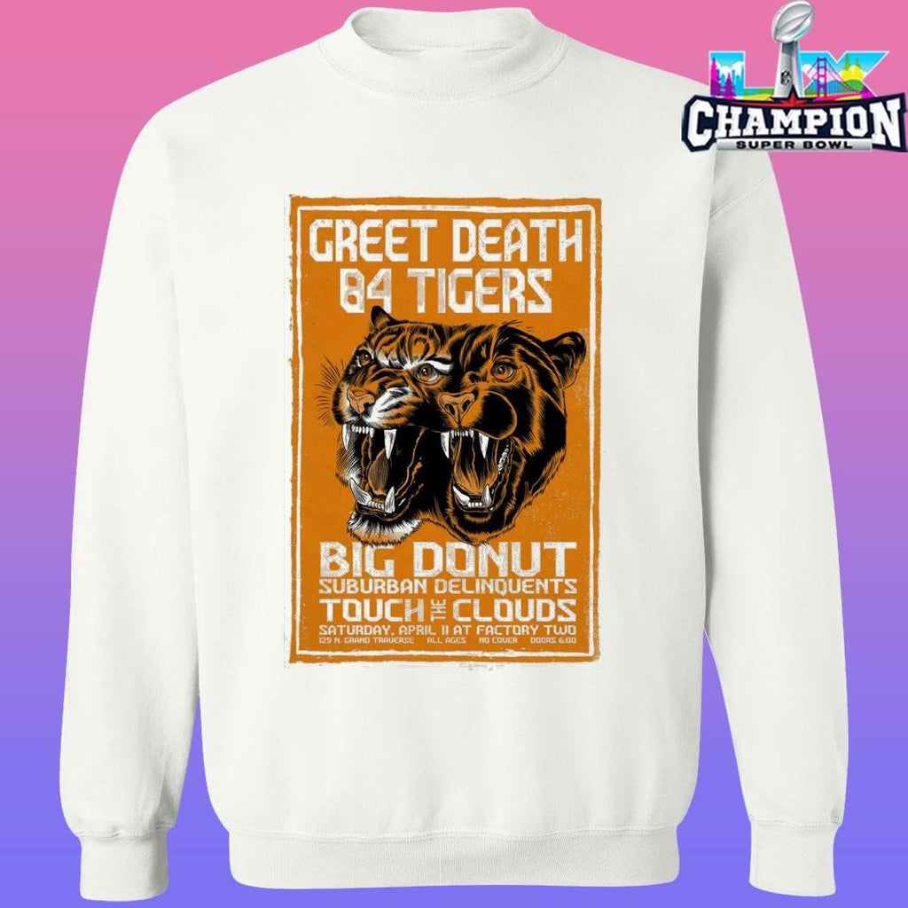 Greet Death And 84 Tigers Flint Mi 4 11 2026 Shirt