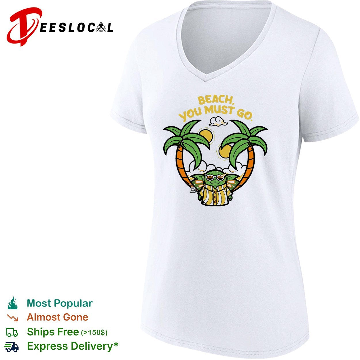 Grogu in Hawaiian outfit at beach you must go shirt