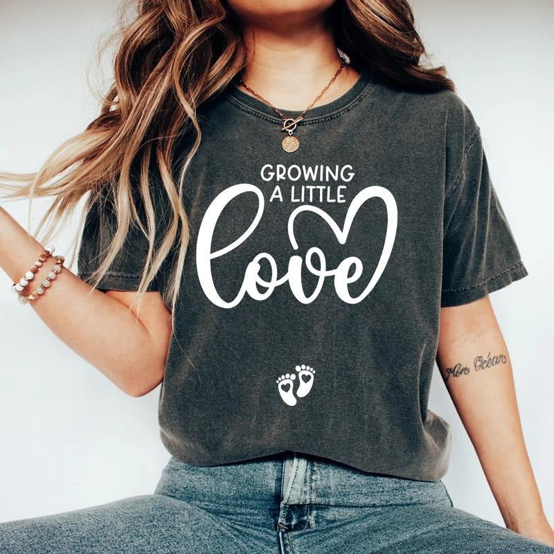 Growing A Little Love Shirt - Pregnancy Announcement Tee