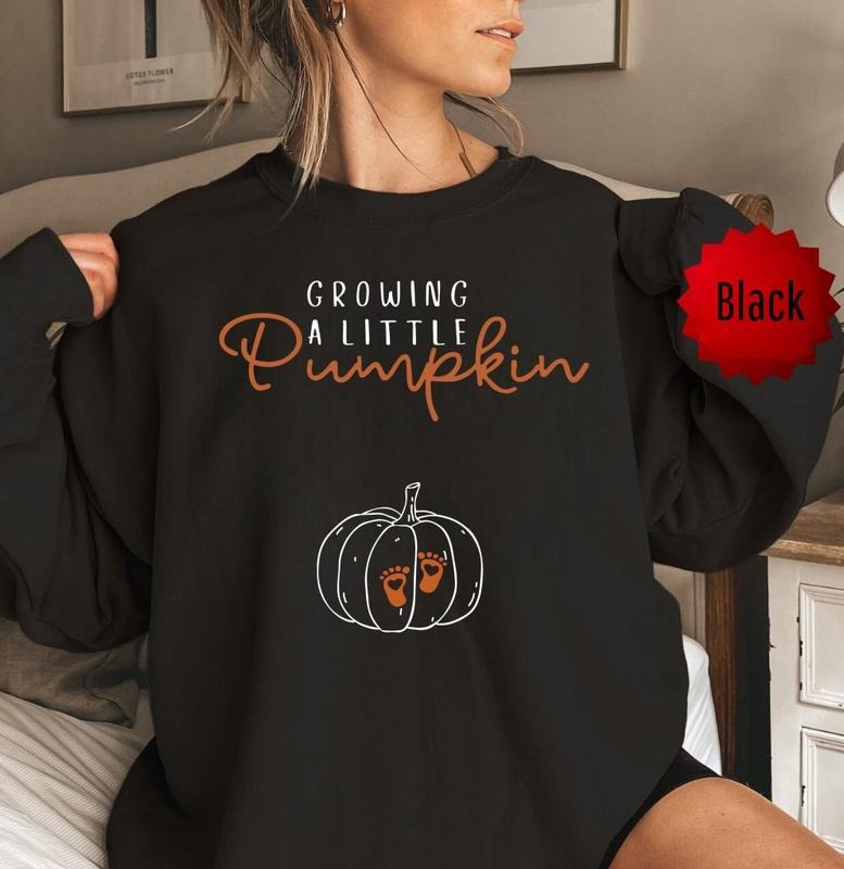 Growing a Little Pumpkin Maternity Sweatshirt, Fall Pregnancy Announcement Sweater, Cute Thanksgiving & Halloween Baby...