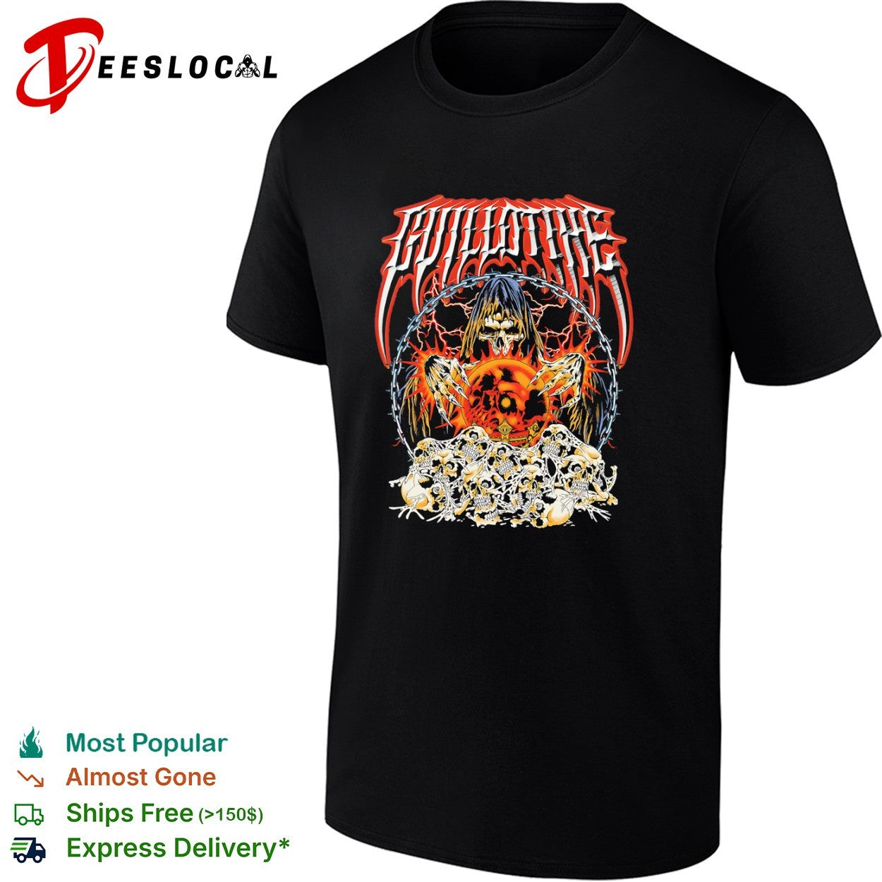 Guillotine Death Metal Grim Reaper Crystal Ball Skull shirt