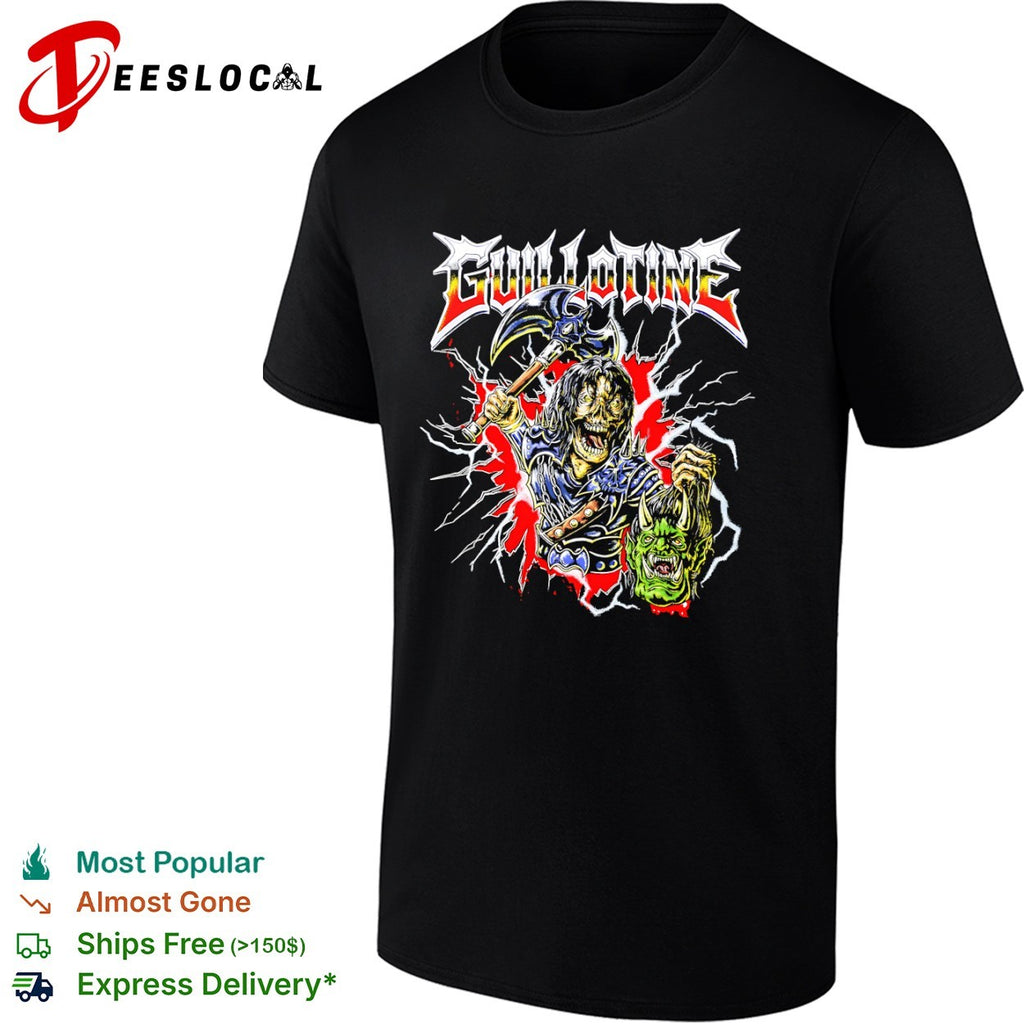 Guillotine Heavy Metal Skeleton Warrior with Orc Head Fantasy shirt