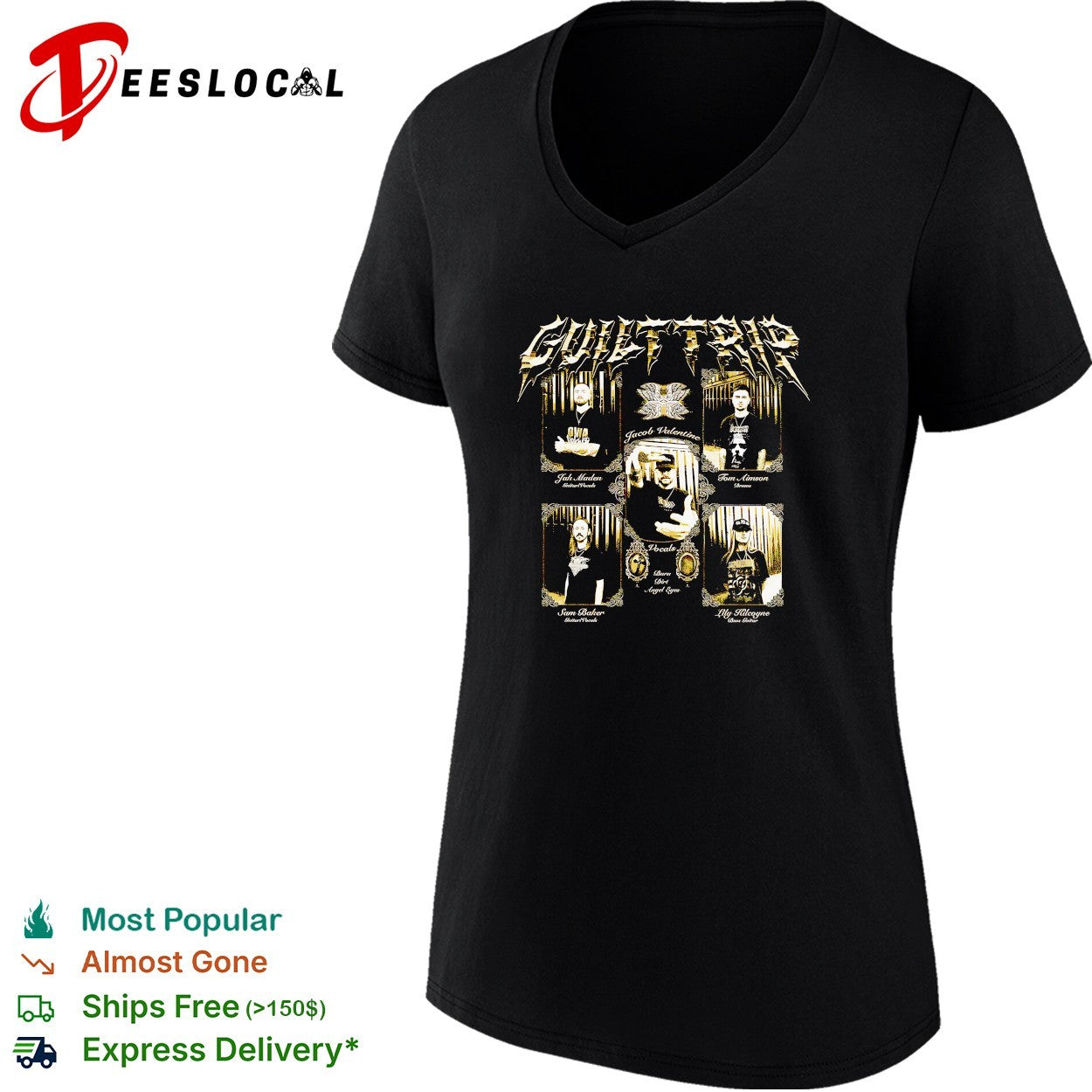 Guilt Trip band members portraits Burn Dirt Angel Eyes shirt