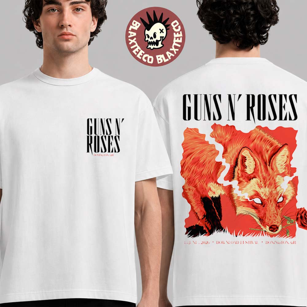 Guns N Roses Download Festival 2026 Exclusive Event Tee Donington UK On 13 June 2026 The Red Fox Two Sided T-Shirt