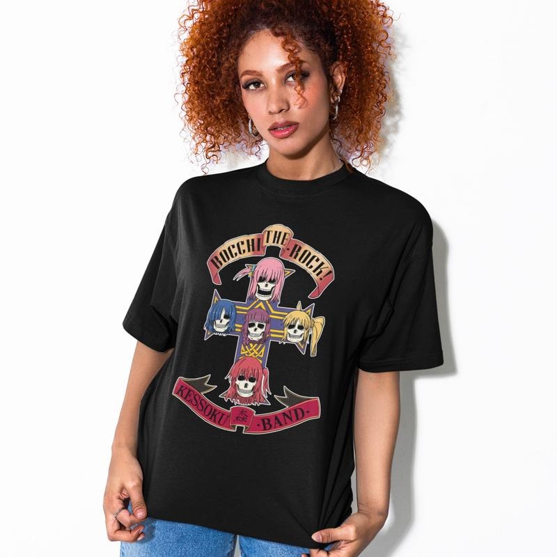 Guns n Bocchi Shirt, Bocchi Rock Hoodie, Anime Rock Band Tee Sweatshirt | PodTeesHub.com