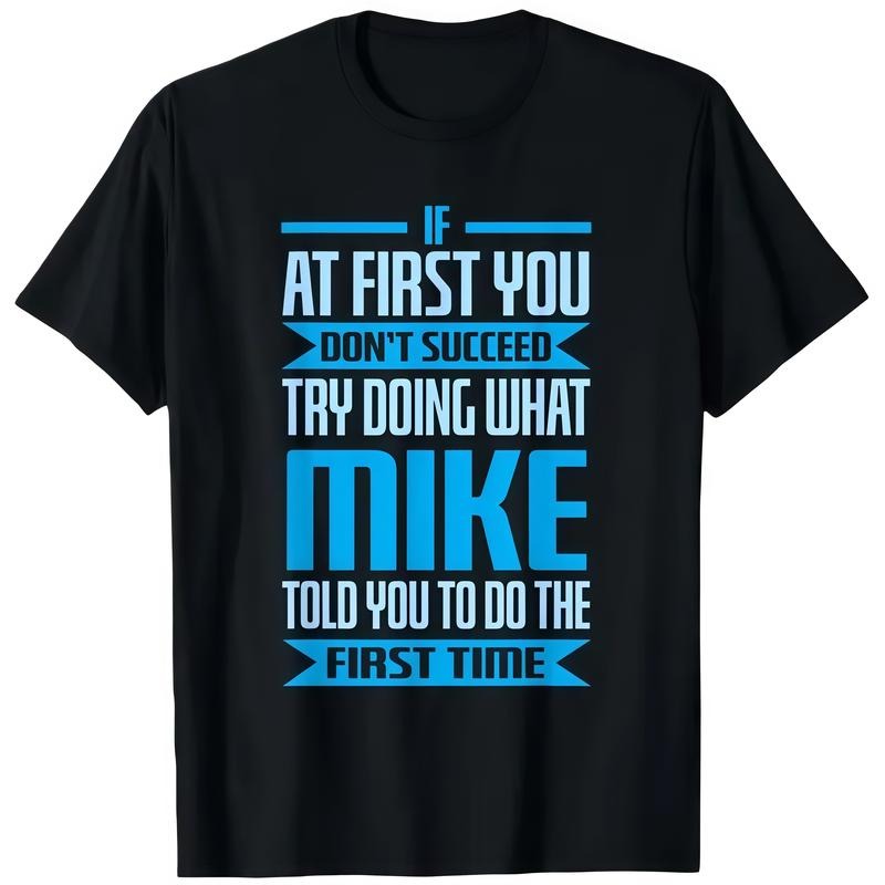 HAGBDH Funny Mike Name T-Shirt for Men 100% Pure Cotton Crew Neck Black Slogan Graphic Tee 180g Soft Comfortable Casual...