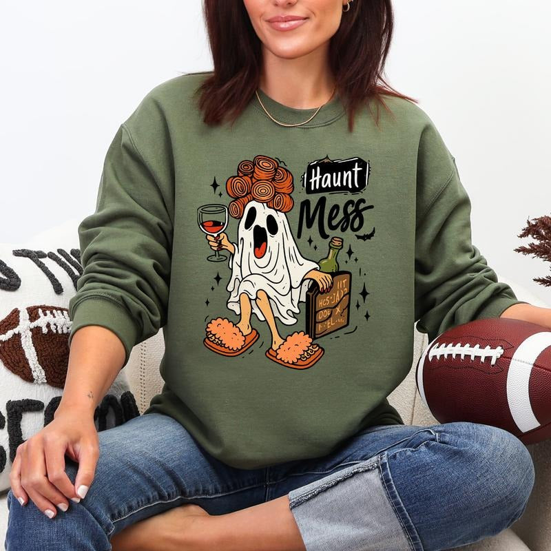 HAUNT MESS VINTAGE GRAPHIC Style Crewneck Sweatshirt T Shirt or Hoodie Grunge Aesthetic Pullover Retro Vibes Casual...