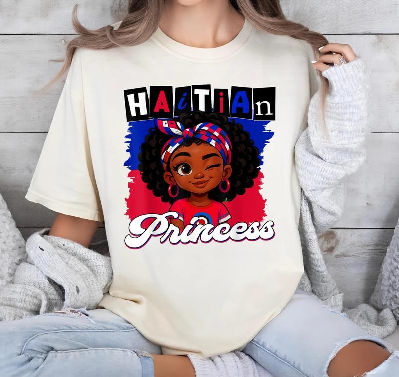Haitian Princess T-Shirt | Ayiti Pride Girls Tee for Haiti Flag Day | Cultural Gift for Haitian Hoodie, Sweatshirt