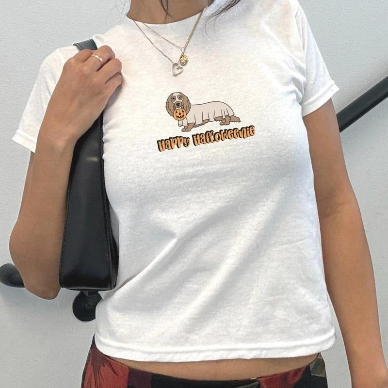 Halloween Baby Tee Dachshunds Shirt for mother of dachshunds, Trendy Baby Tee Cute Dog lover Tshirt dachshunds mom, Retro...