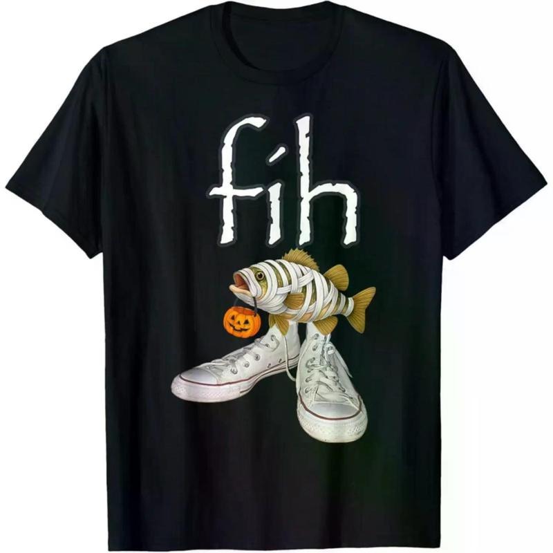 Halloween Ghost Tee Funny Misspelled Halloween Calling T-Shirt Featuring Fih Shoes and Fish Design Hoodie, Sweatshirt
