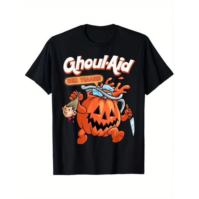 Halloween Inspired Ghost Pumpkin Print T-Shirt Made From Soft Cotton Ideal For Casual Outfits And Festive Celebrations...