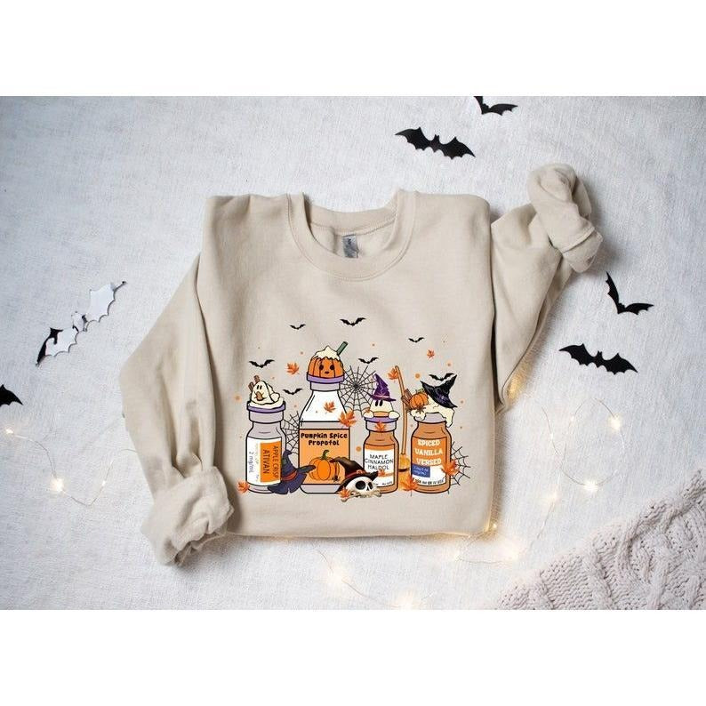 Halloween Nurse T-Shirt, Halloween Nurse Pills Sweatshirt, Pumpkin Spice Propofol, Halloween ICU Nurse Shirt, Fall Nurse...