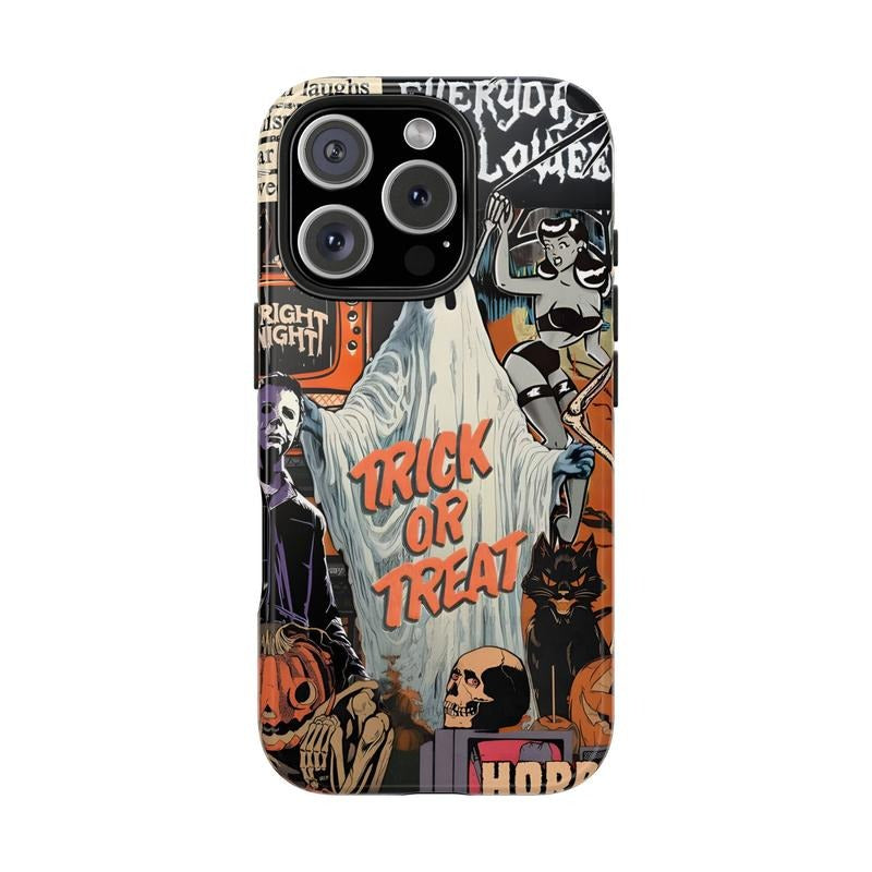 Halloween Phone Case for iPhone - Impact Resistant TPU & Polycarbonate Shell - Glossy Finish - MagSafe Compatible - Trick...