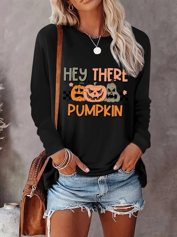 Halloween Women's Casual Letter Print Long Sleeve T-Shirt, Comfortable Fabric, Available in 9 Colors, Fitted Style for...