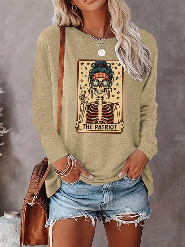 Halloween Women's Casual Letter Print Long Sleeve T-Shirt, Comfortable Fabric, Available in 9 Colors, Fitted Style for...