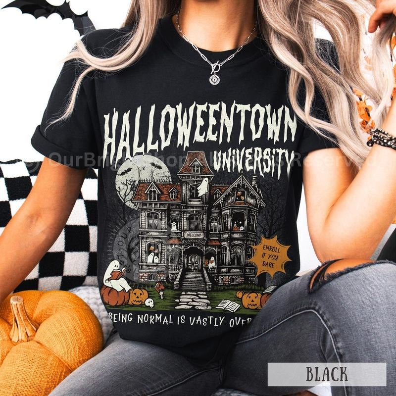 Halloweentown University Comfort Colors Shirt Retro Halloweentown Est 1998 Unisex Graphic Fall T-shirt Funny Halloween...