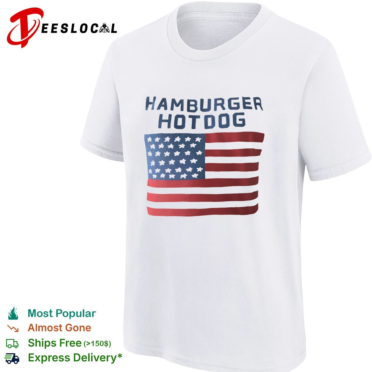 Hamburger Hotdog American Flag July 4th Independence shirt