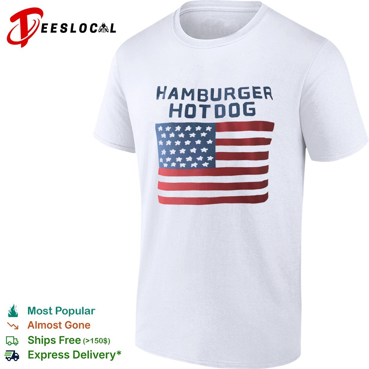 Hamburger Hotdog American Flag July 4th Independence shirt