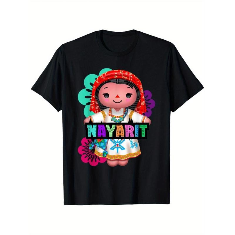 Handcrafted Mexican Doll T-Shirt Made From 100 Percent Cotton Featuring Soft Skin Friendly Fabric Casual Round Neck...